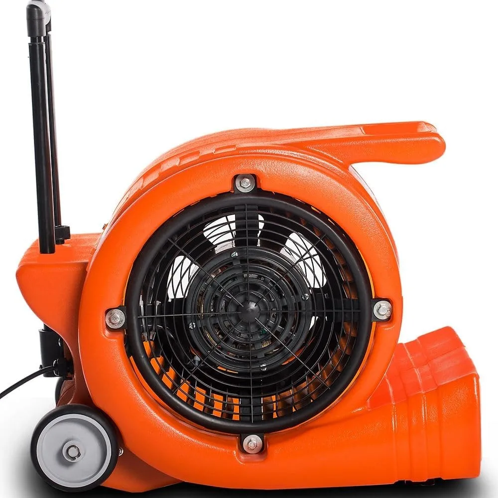RT900A Air Mover a 3 velocità 1.3HP 5000 CFM Potente ventilatore da pavimento Asciugatrici per tappeti Asciugatrice da pavimento Janitoriana con manico telescopico