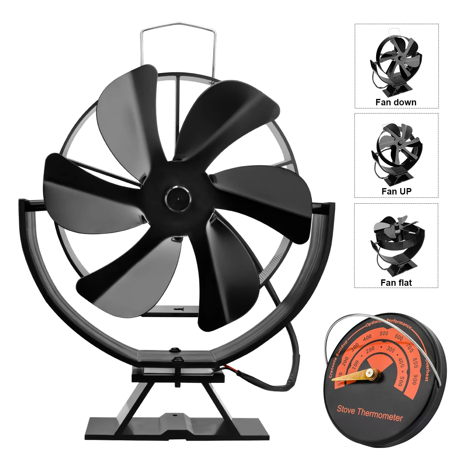 Calor alimentado lareira ventilador, 360 ° Rotating fogão ventilador, Log queimador de madeira, Eco-Fan, silencioso, distribuição de calor