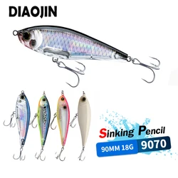 3D Inshore Twitchbait 90SS Slow Sinking 9cm 18g Pencil Stick Bait Saltwater Pesca Artificial Bait Seabass Fishing Lures Supplies