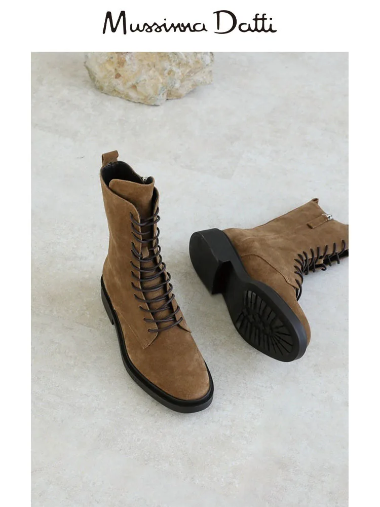 Murrinna Daffi Ankle Boots for Women 2024 Street Motorcycle Leather Boots Women England Style Fashion Retro Bandage women shoes