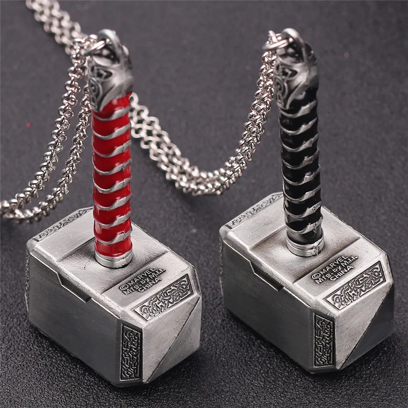 Marvel Superhero Thor Necklace Thor's Hammer Mjolnir Pendant Neck Chain Men's Trend Jewelry Accessories