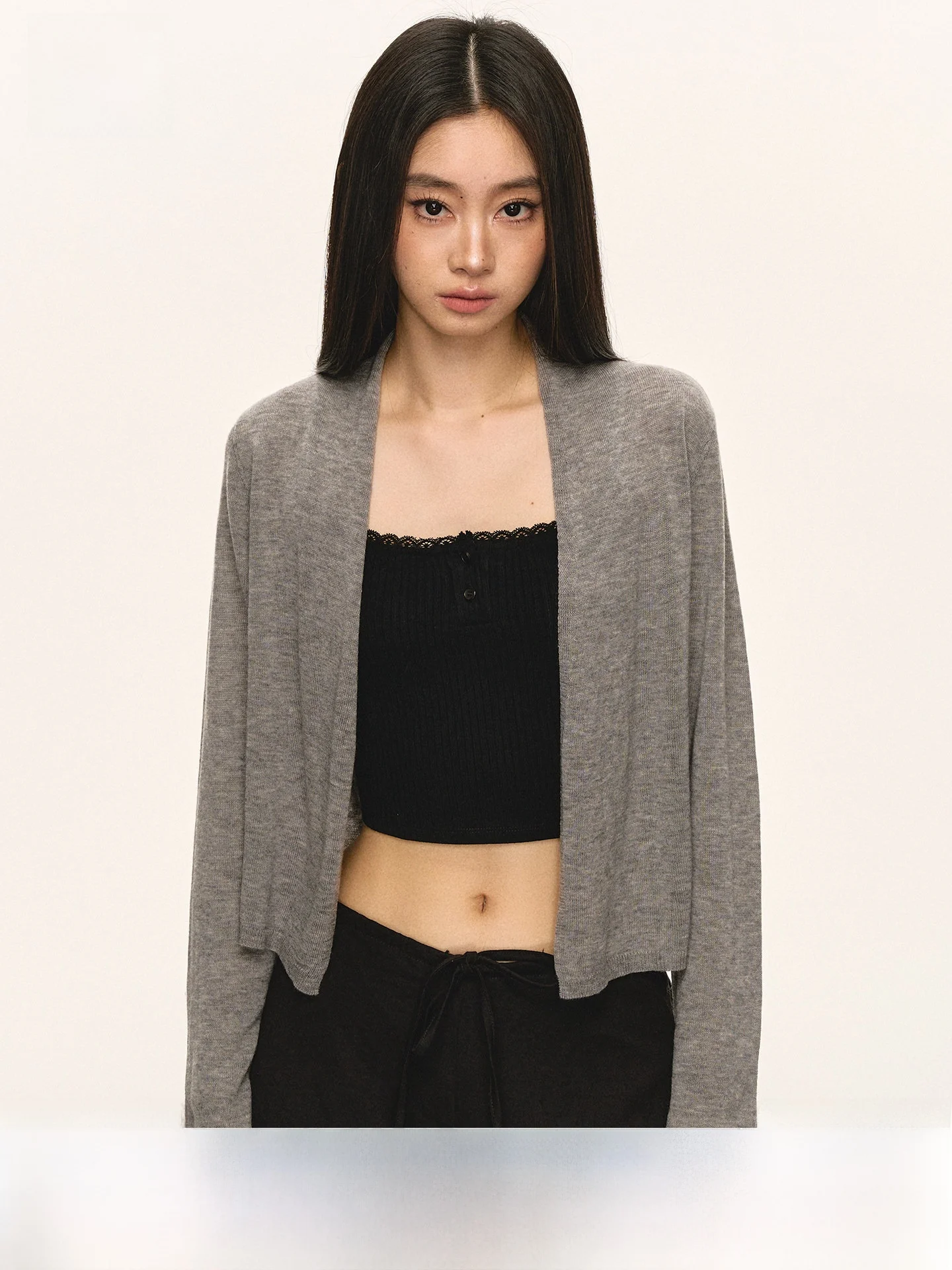 

Anna Aneae Wool Knitted Sun Protection Open Cardigan Coat Women's Spring Autumn ey Outer Long Sve ort Top