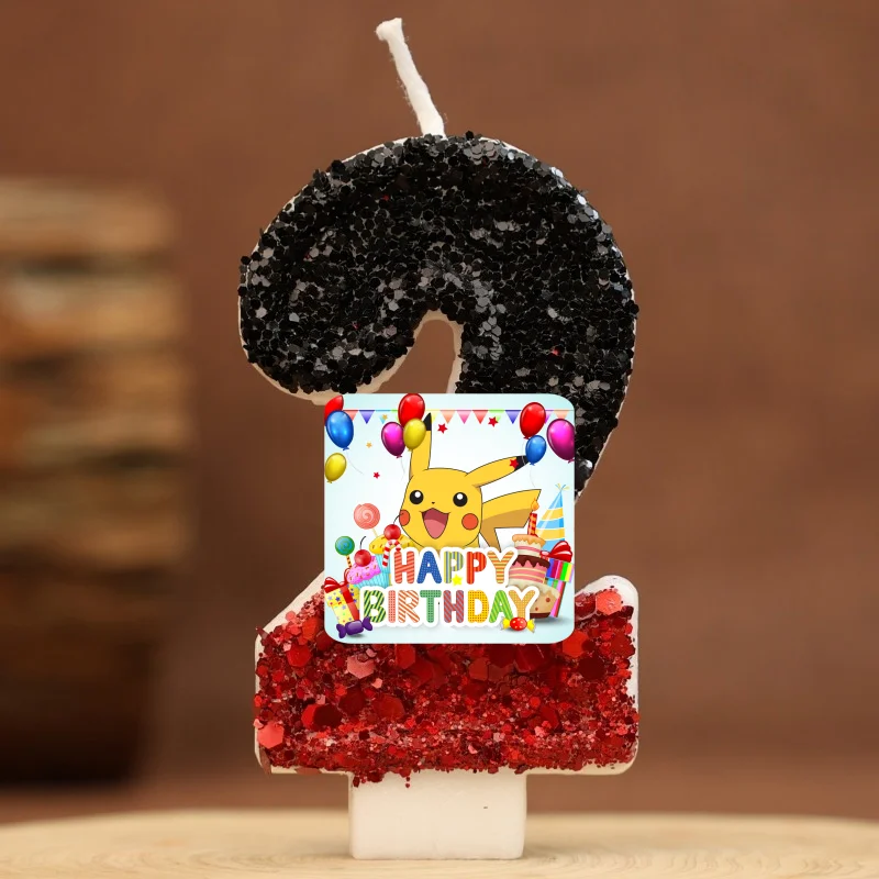 Velas de Pokémon con diseño de Pikachu, números del 0 al 9, figuras de anime, artículos para fiestas de cumpleaños, decoración para pasteles, regalo popular