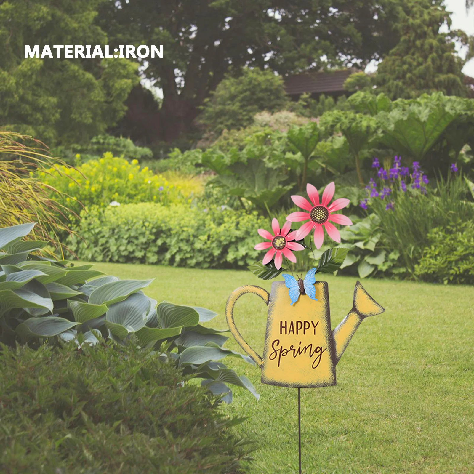 

Iron Outdoor Yard Flower Pot Insert Decorative Watering Stake Metal Garden Stake Patio Ornament Yard Stakes Decor