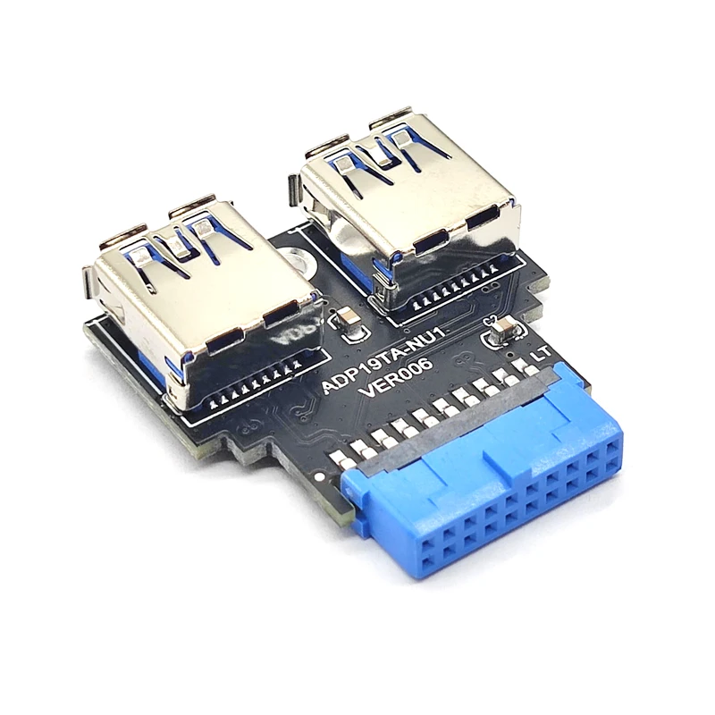 USB Adapter HUB Header 19Pin to USB Connector 2 Port USB3.0 Converter PCB Board PC Motherboard Mainboard 19 Pin Extend USB Riser