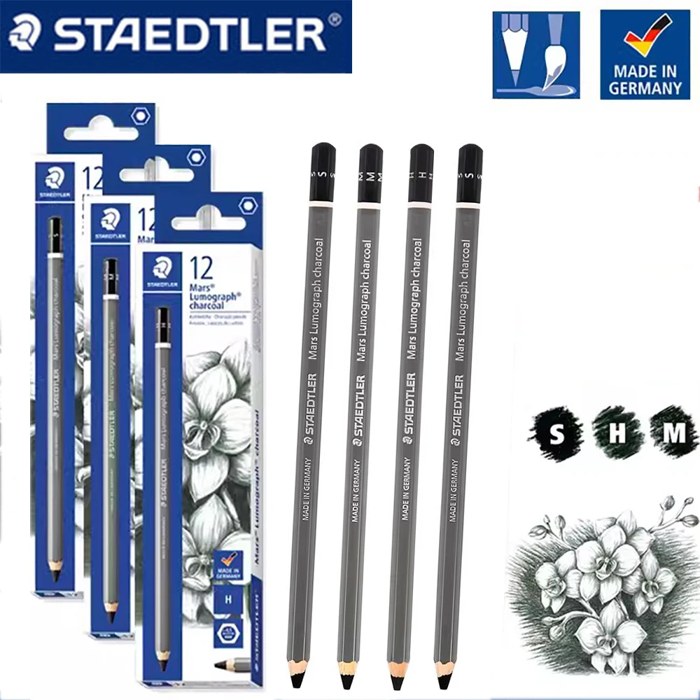 

STAEDTLER Sketch Pencil 100C Soft Charcoal|Hard Charcoal|Medium Charcoal Drawing Pencil Set Art Supplies Stationery