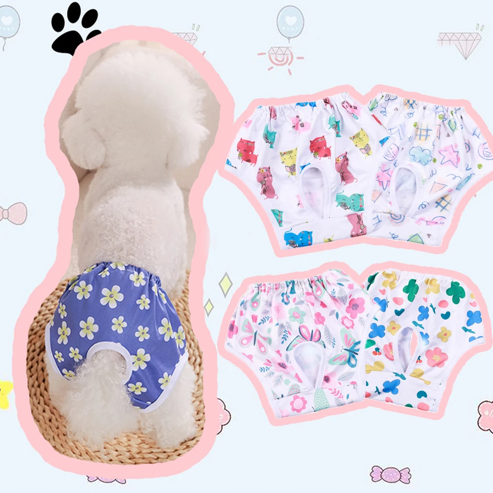 Pet Physiological Pants Dog Menstruation Underwear Briefs Sanitary Panties Puppy Floral Diapers For Dogs Shorts Dog Clothes