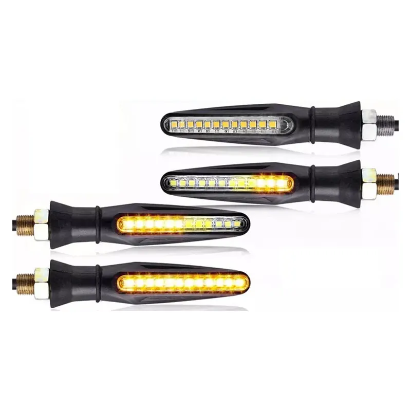 4PCS 12V Motorcycle Indicators Flowing Turn Signal Lights Motorbike Turning Indicators 12 Leds Bulbs