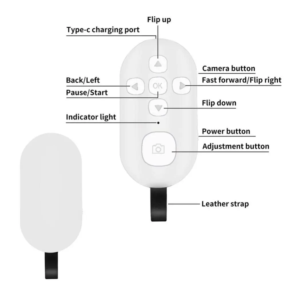 Portable Bluetooth Wireless Shutter Release 7 Keys Rechargeable Self-Timer Remote Control Camera Selfie Stick Phone Page Turning