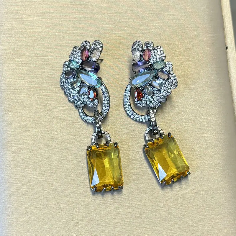 Bilincolor Long Colored Butterfly Crystal Earrings for Women