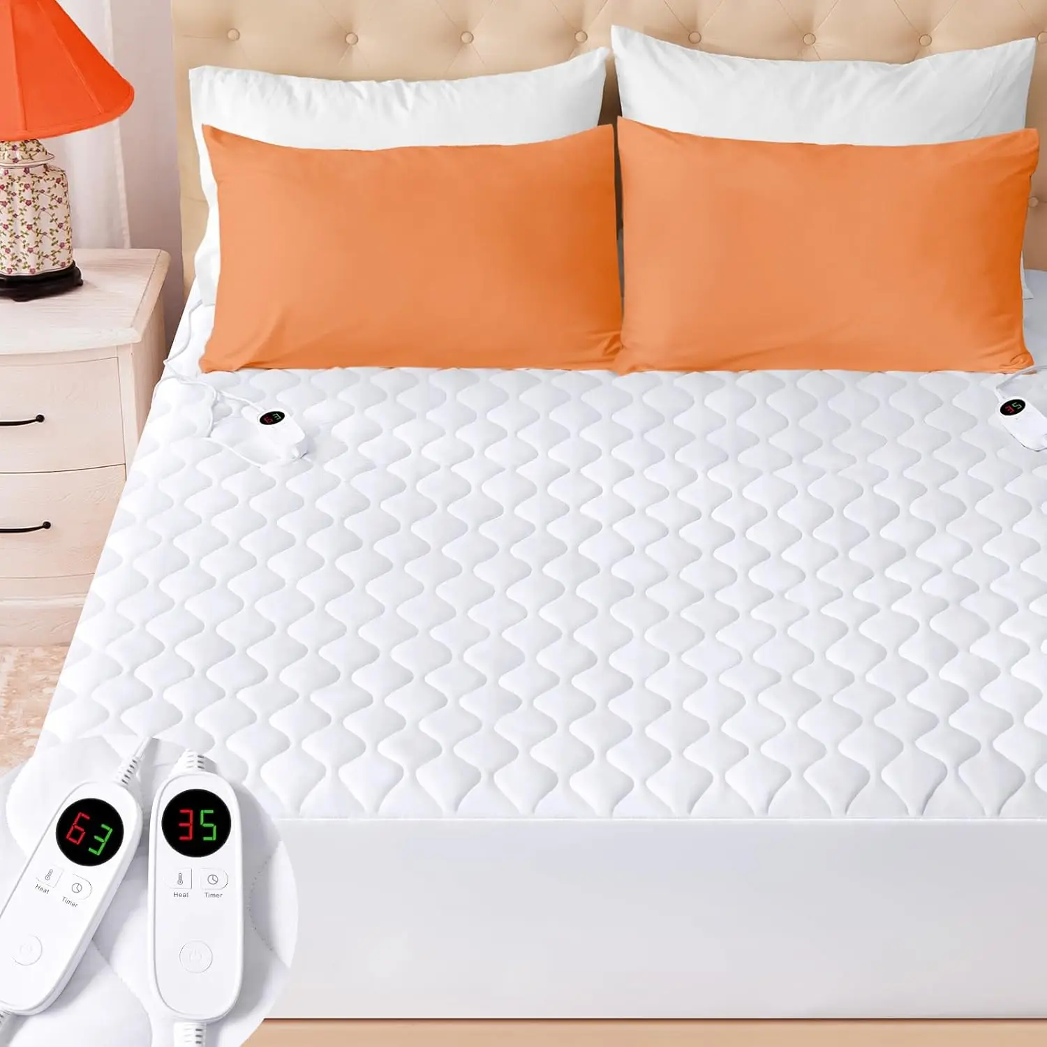 

Heated Mattr Pad Queen Size Quilted Electric Mattr Pad With 9 Heat Settings Controller Electric Bed Warmer Fit Up To 21