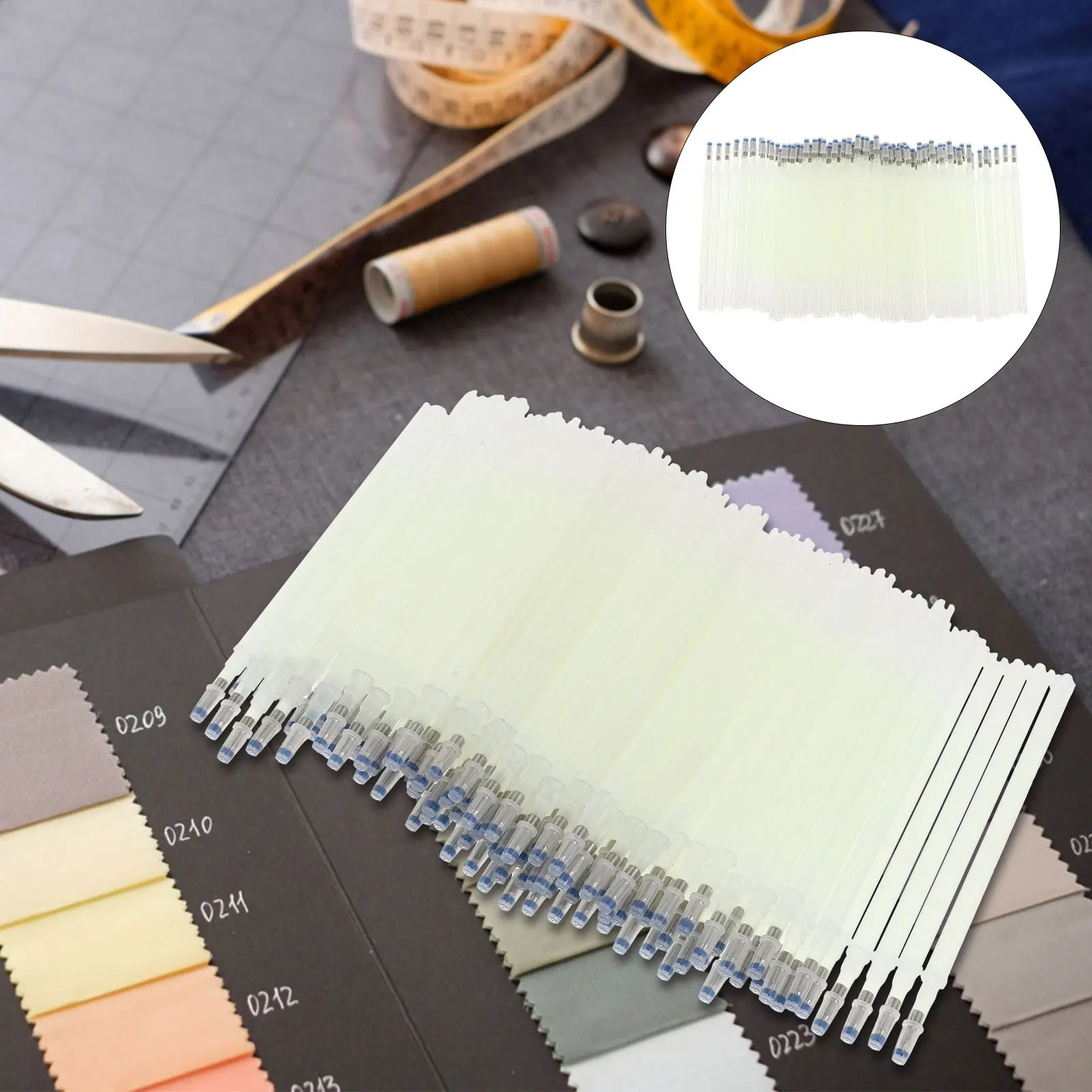 

100Pcs Fluorescent Tailor Marker Refills Colorless Plastic Refills for Dressmaking Sewing Embroidery Cross Stitch
