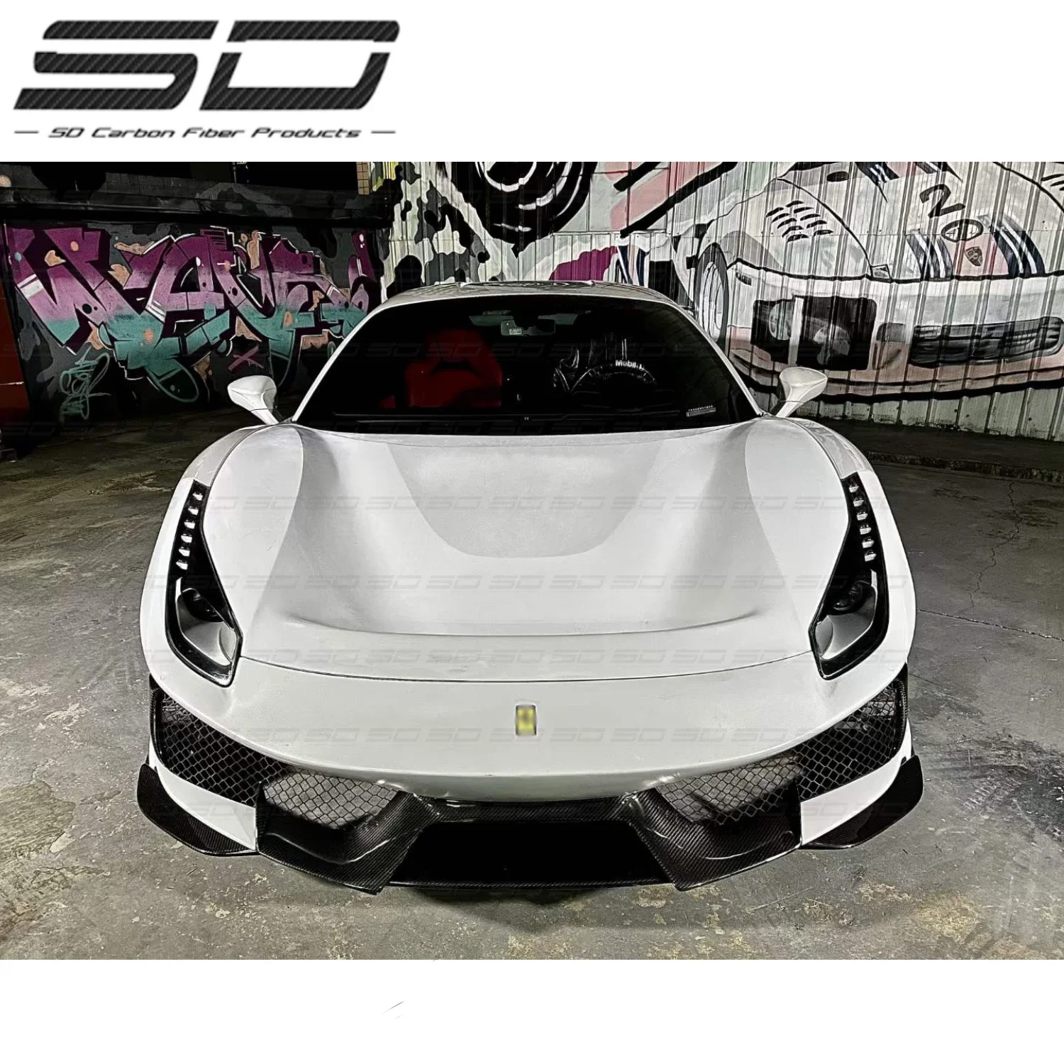 Dry Carbon Fiber Front Lip Side Skirt Body Kits  Car Accessories for F-errari 488 Upgrade Pis-ta