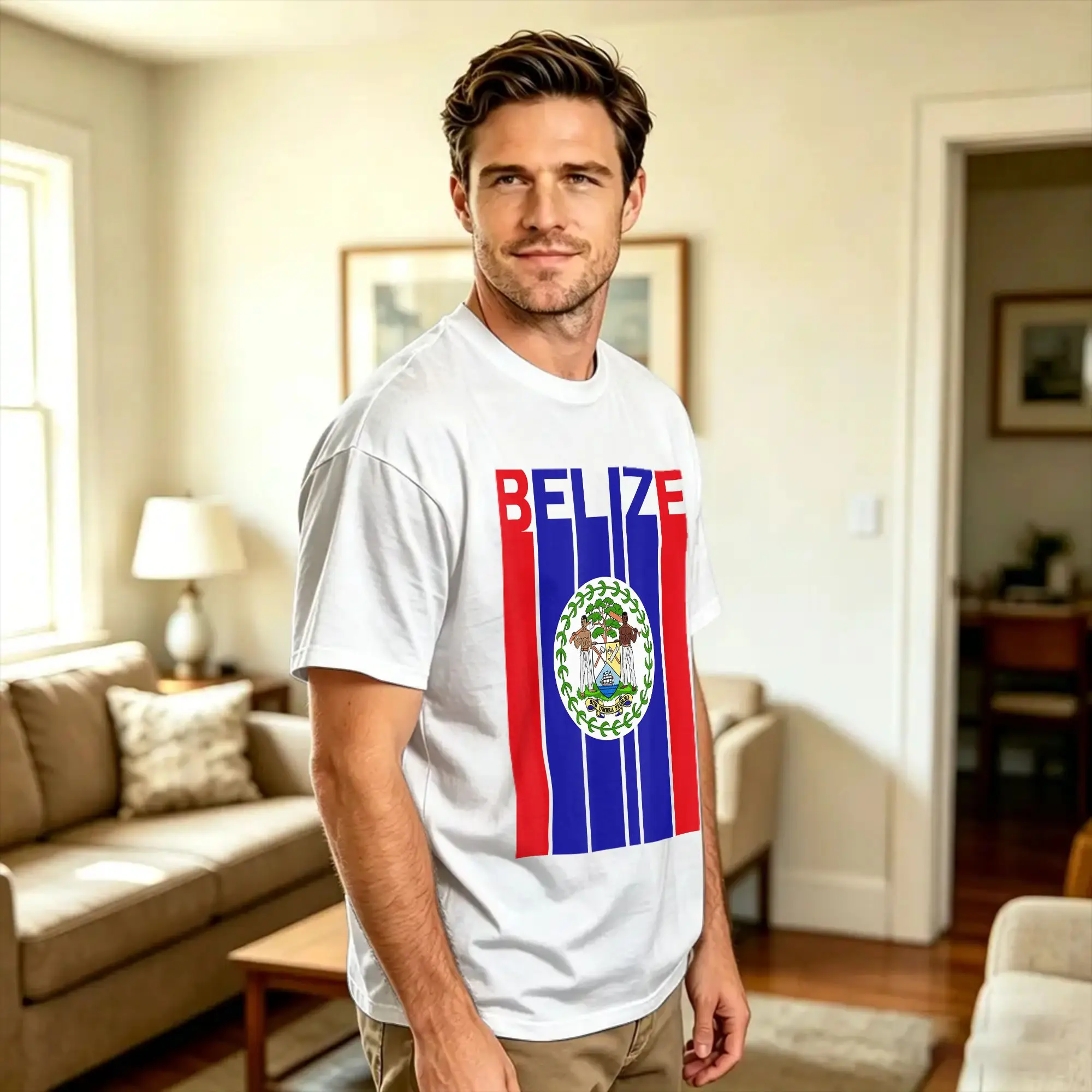 Belize Flag T Shirt Summer  Y2K Funny T Shirts Cotton Harajuku Tee Shirt For Men Print Tees