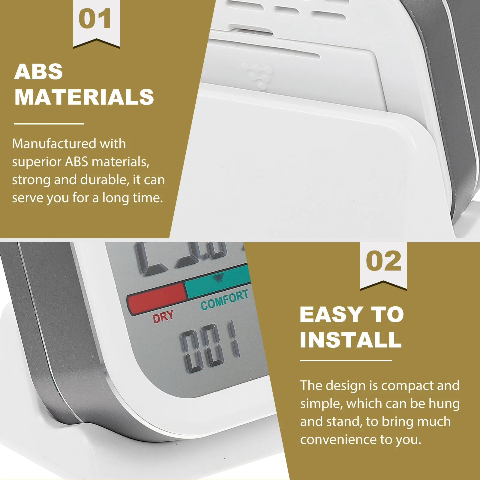 

Digital Hygrometer Thermometer Desktop Compact Color Digital Hygrometer Clock Function Indoor Thermometer Humidity Gauge