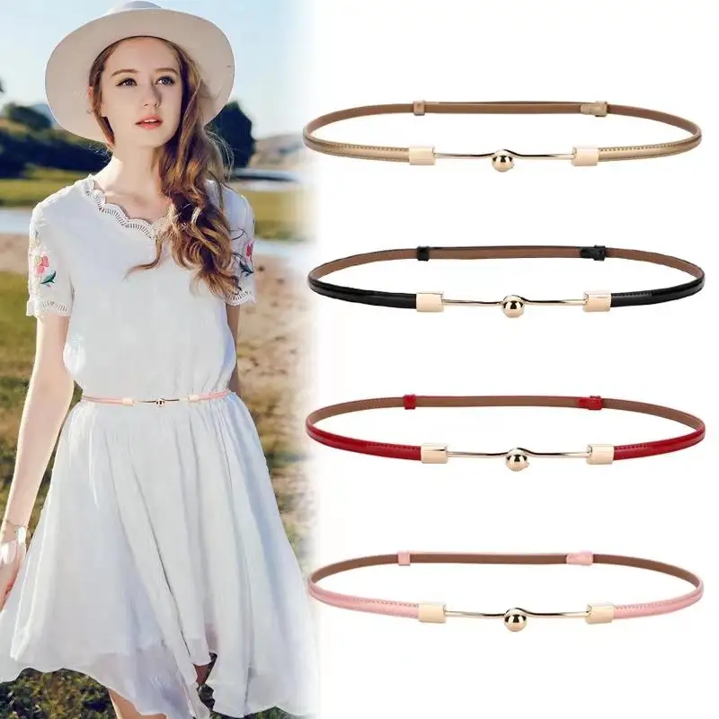 

Simple Luxury Women's Thin Belt Patent Leather Metal One Pearl Buckle Adjustable Suitable for Dresses corset belt for women