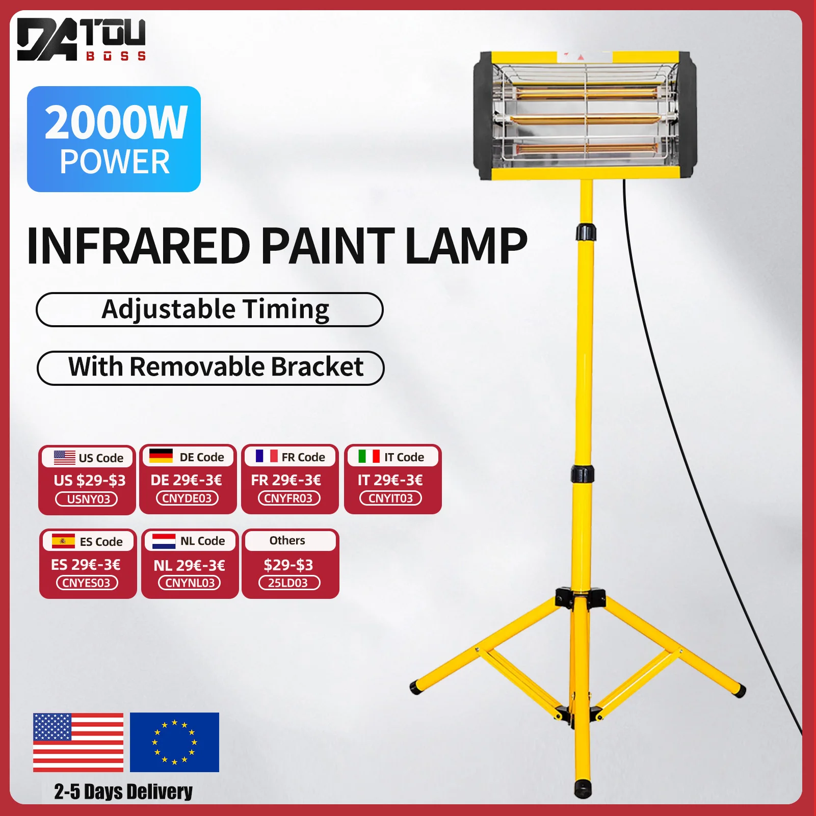 

DATOUBOSS ZJ-SC-002 Short-Wave Infrared Paint Baking Lamp 2000W Infrared Drying Lamp For Car Body Paint Curing Lamps