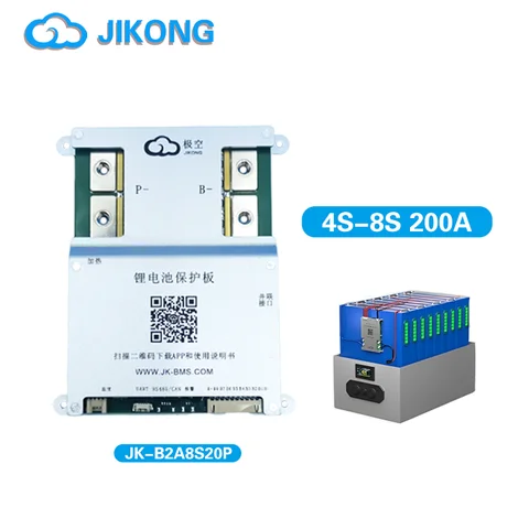 JKBMS JK-B2A8S20P BMS 200A 2A Active Balance HEAT RS485 CAN Bluetooth APP Monitor Full Protection 4S-8S 12V 24V LiFePO4 Battery