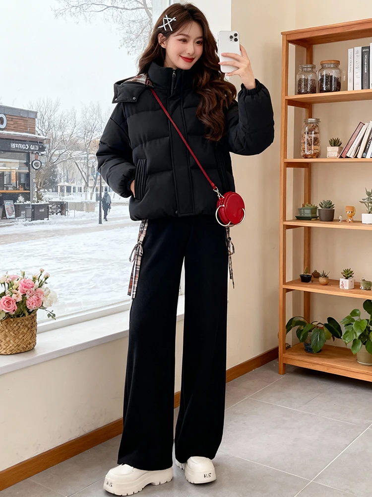 Coreano sle thiened calor zíper jaet para baixo algodão feminino inverno facionable outerwear commute solto ajuste casaco ort