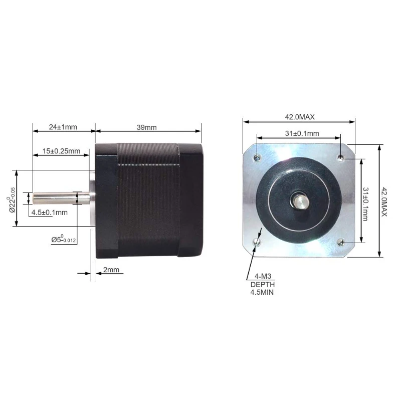 Nema 17 Stepper Motor 1.5A 63.74oz.in  39mm Body with 1m Cable and Connector for DIY CNC/ 3D Printer