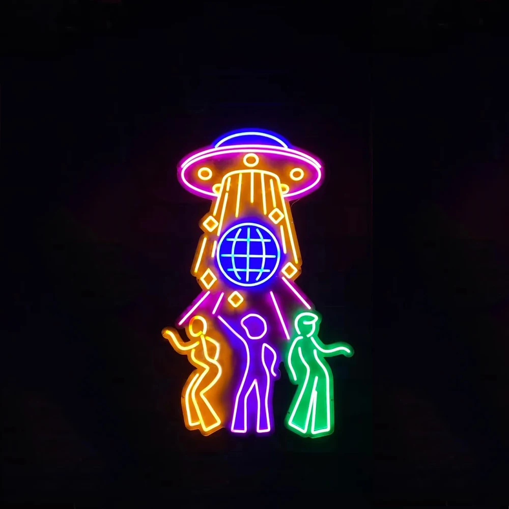 Spacecraft Ball Alien Dancing  LED Pop Art for Bar and Game Room or Business Decor Wall Decor Unique Gift Sign Light Lamplight