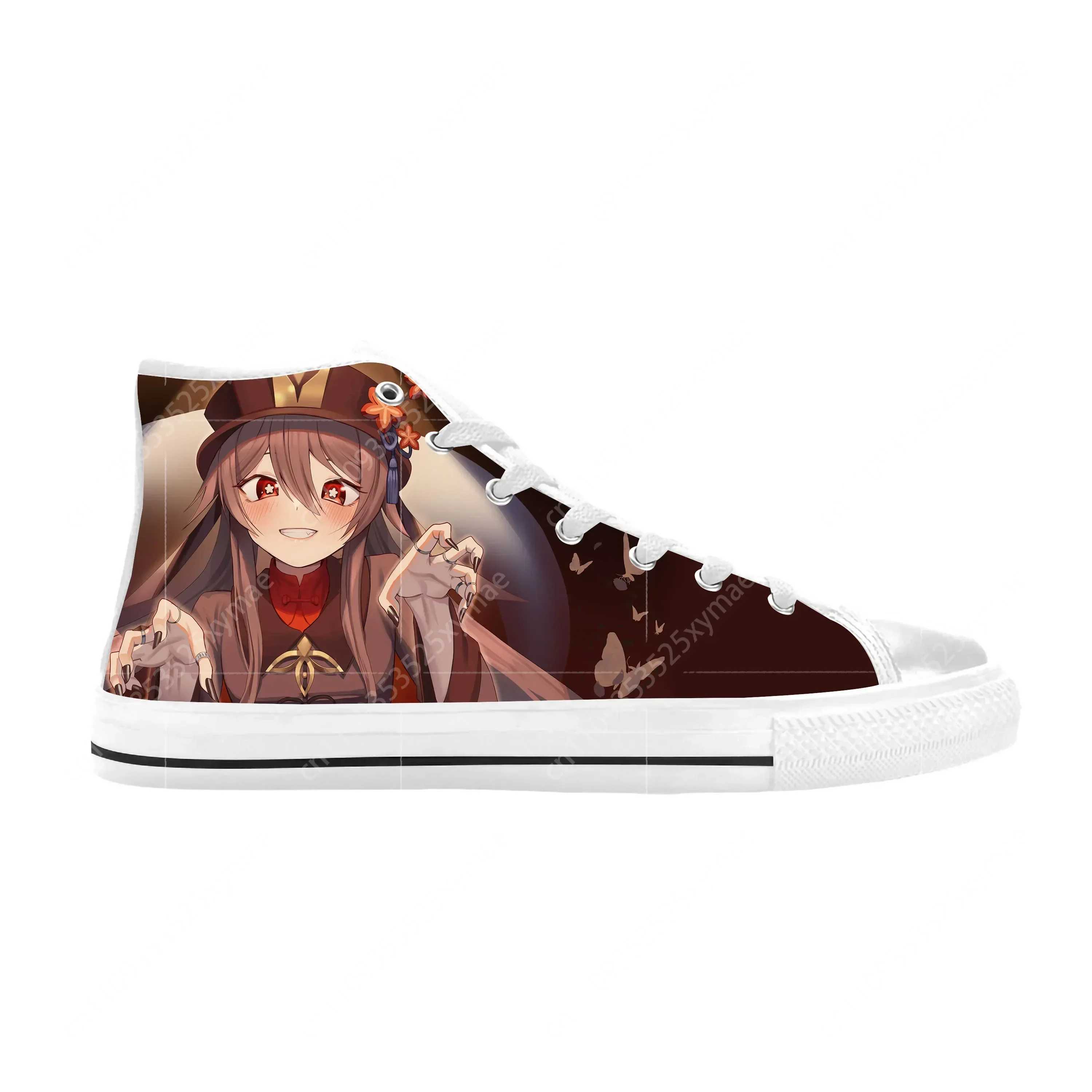 Anime Manga Cartoon Game Genshin Impact Hu Tao Casual Cloth Shoes High Top Comfortable Breathable 3D Print Men Women Sneakers