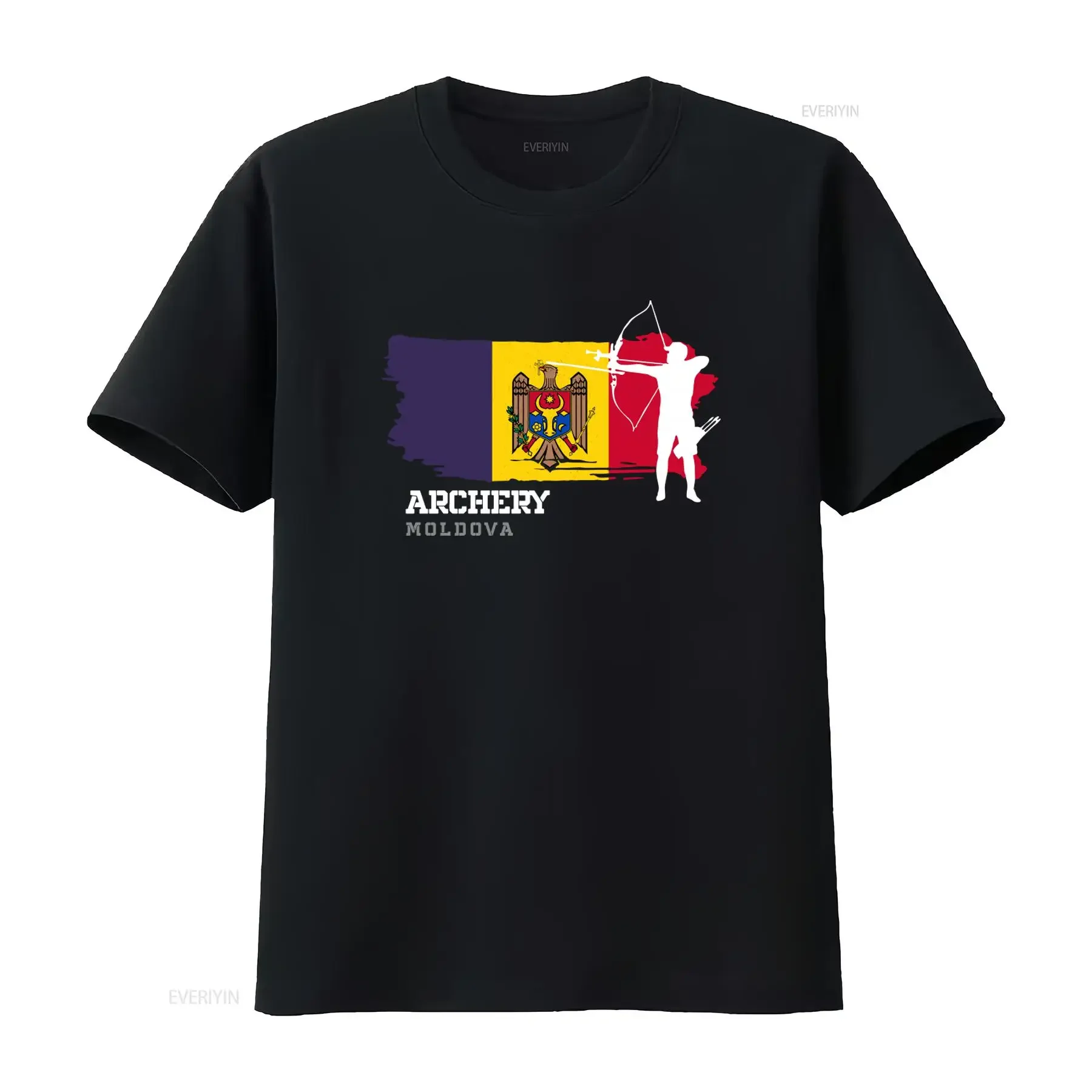 Moldova Archery Team Sports Moldovan Flag Bow Arrow T Shirt vintage Washed homme Unisex Versatile Casual Soft Breathable