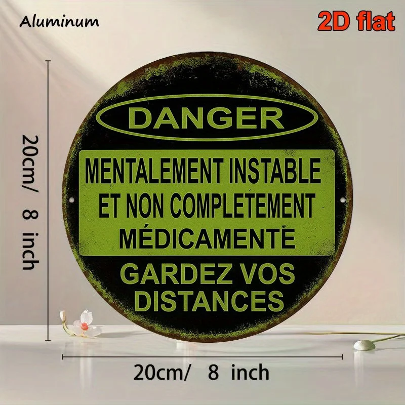 Round French Aluminum Sign Vintage Decorative Plaque About 