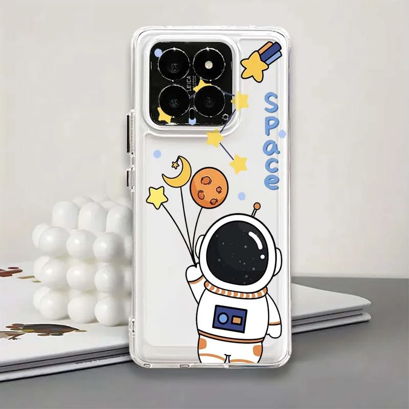 Cartoon anime astronaut Phone Case For Xiaomi 15 14 13 12 12S 12X 12T 11 11T Pro Lite TPU Transparent
