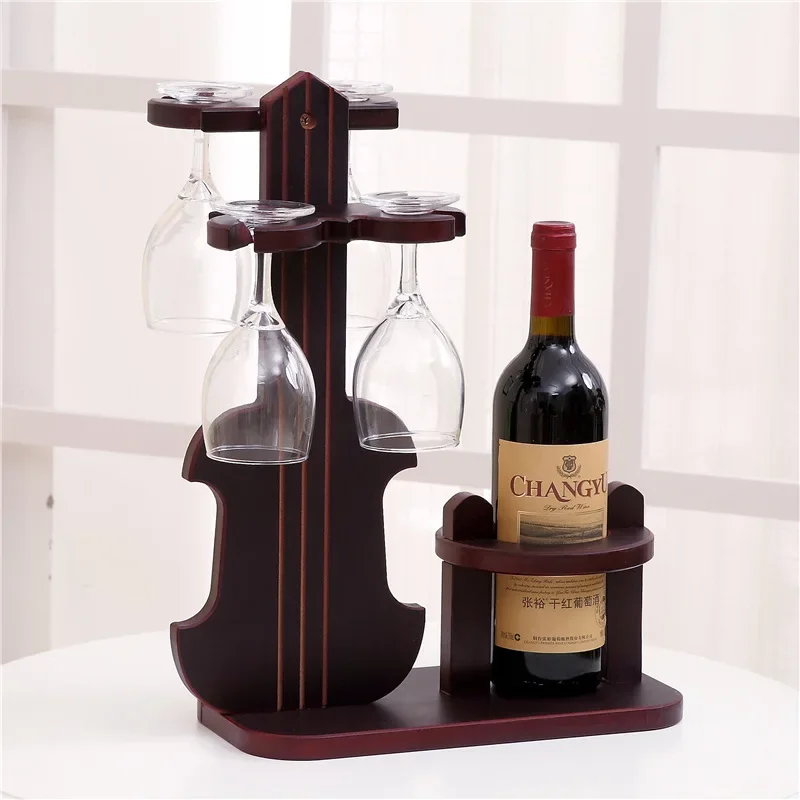

Wooden Wine Rack Set - Upside Down Glass Holder for Home Decor