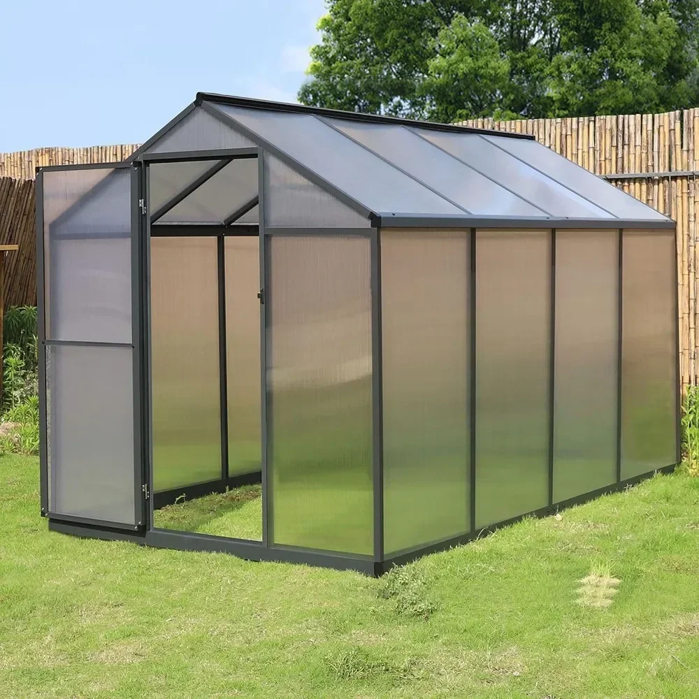 6x8 FT Greenhouse, Upgraded Greenhouse for Outdoor with Sturdy Aluminum Frame Greenhouse with Vent & Lockable Door, Twin-Wall