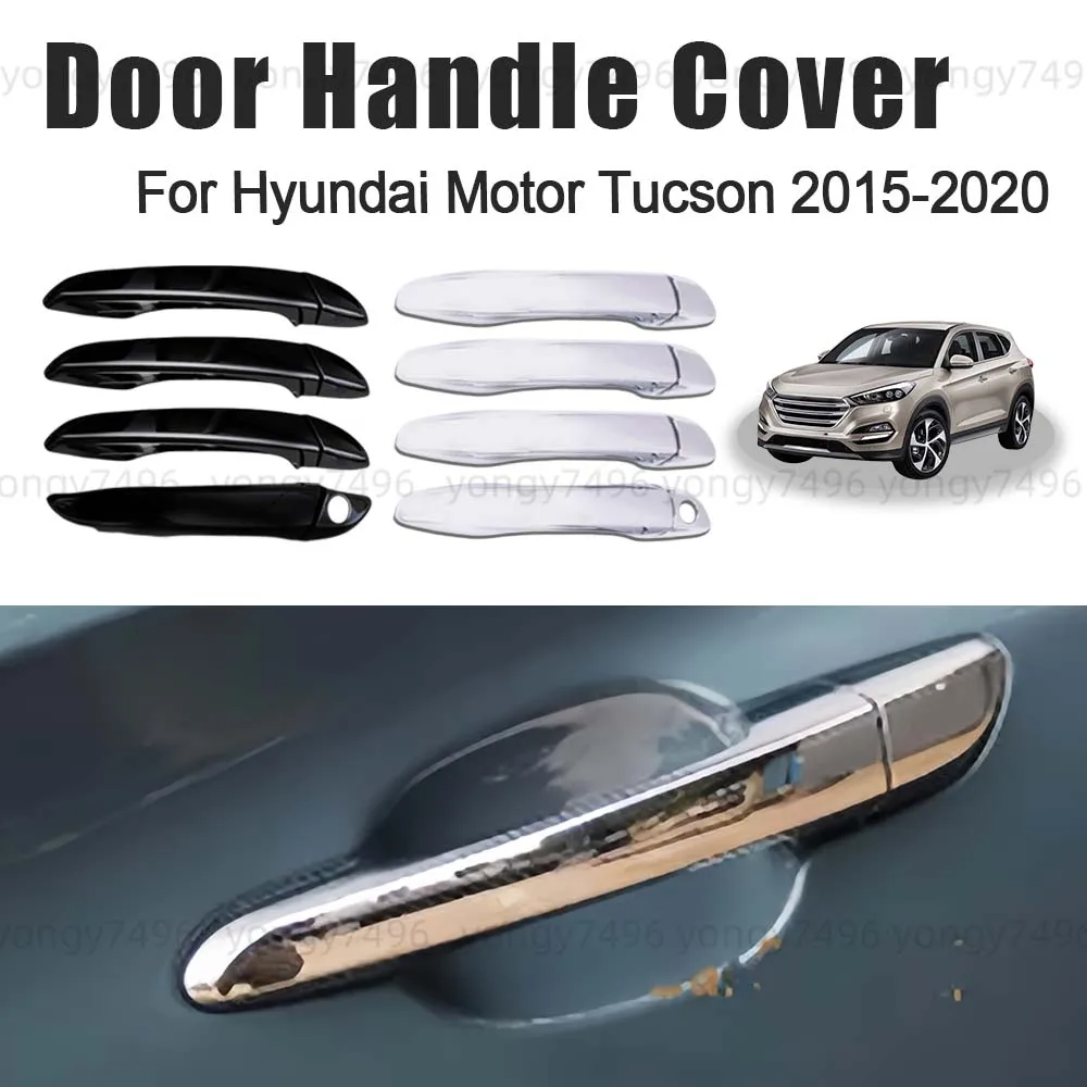 

Обновление автомобиля, глянцевая черная хромированная серебряная дверная ручка, крышка для Hyundai Motor Tucson 2015-2020, автомобильные аксессуары, наклейки, украшение