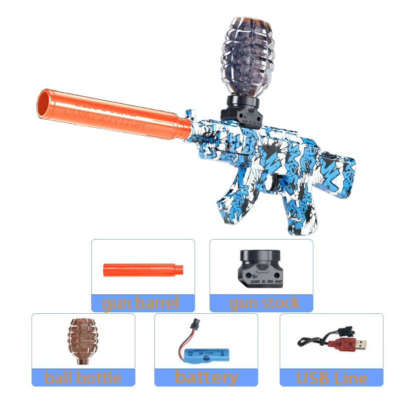 M416 Electric Ball Blaster Toy Gun AK Pistol Shooting Sport Game Outdoor High Speed Rechargeable Outdoor Game Parties For Adult