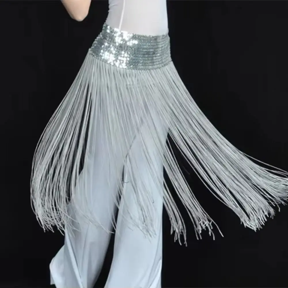 Ceinture de danse du ventre créative paillettes paillettes longues pampilles danse du ventre écharpe de hanche jupe portefeuille classique écharpe de hanche jupe Performance sur scène