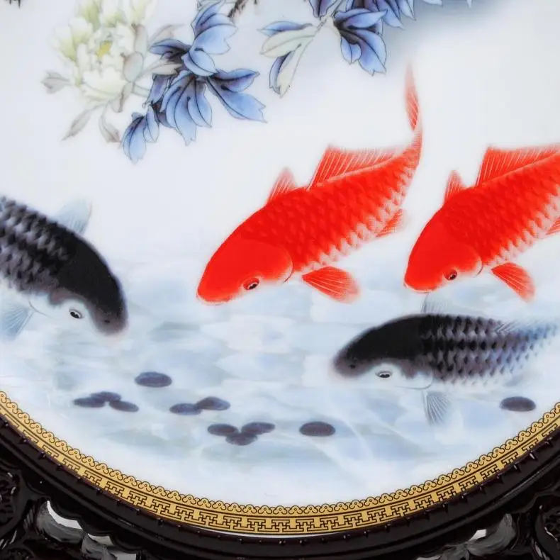 BEST business birthday present - vintage handicraft FENG SHUI FISH wealth  porcelain plate  Decor art