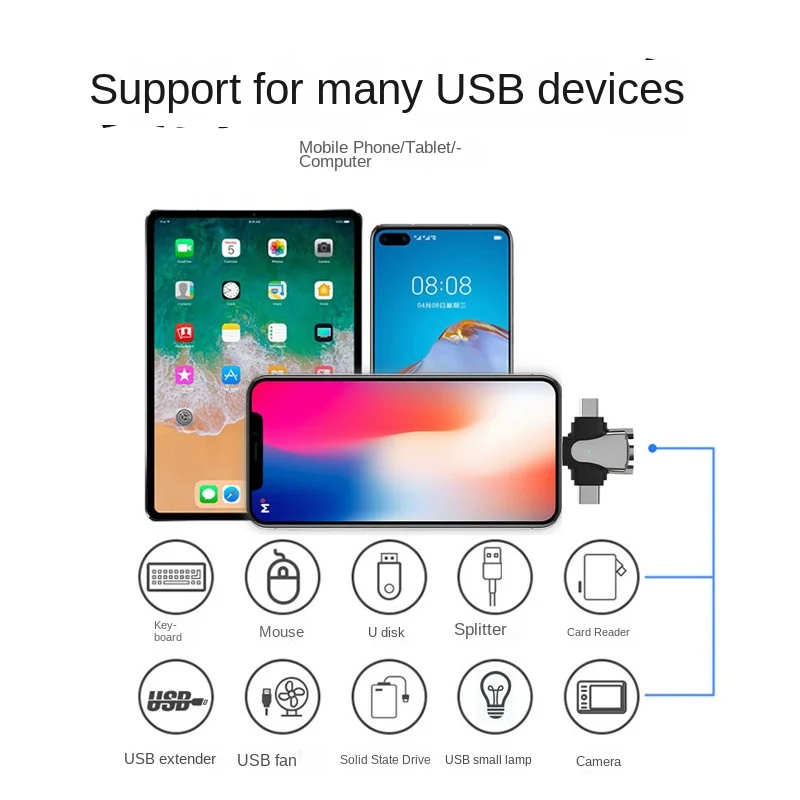 3 in 1 OTG Adapter USB3.0 to Micro USB/Type C/Lightning Converter For iphone Xiaomi Samsung Mouse Keyboard U Flash drive