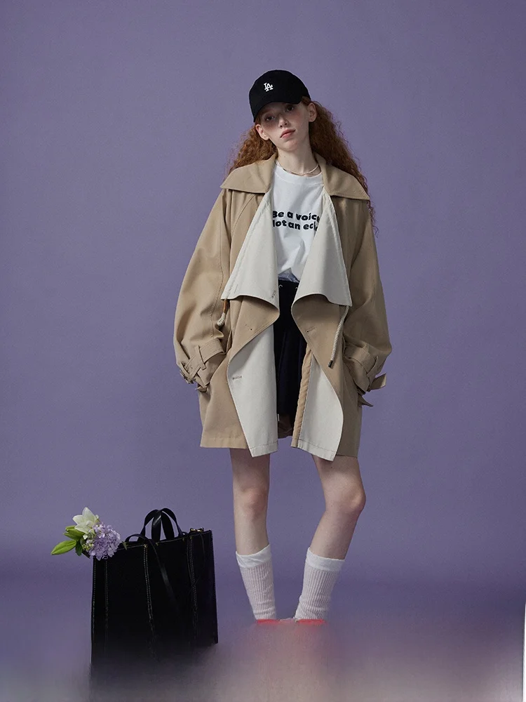 

Женская осенняя ветровка оверсайз с большим воротником, повседневная, цвета «сиреневый дизайн», модель Colion