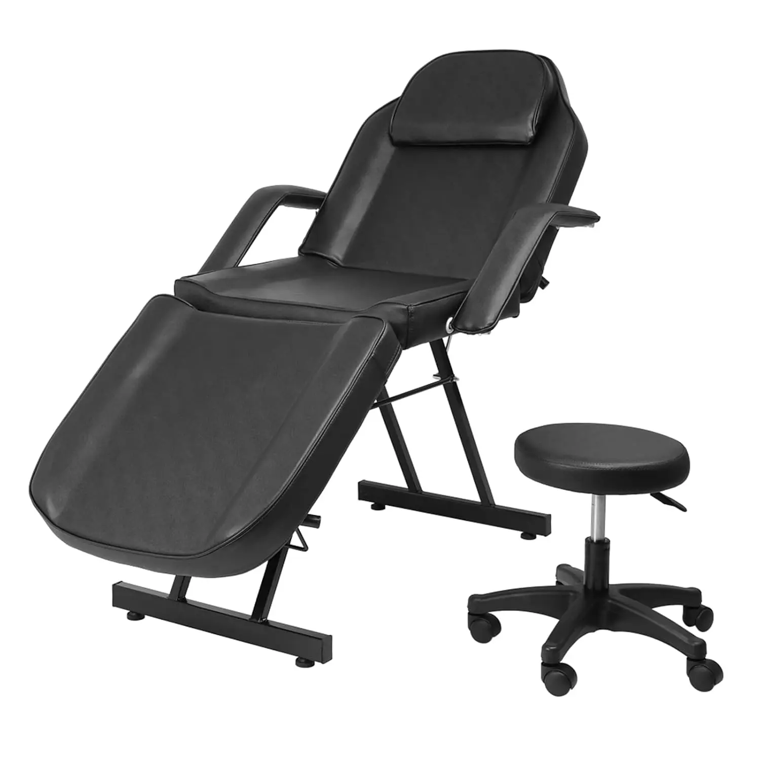 3-Section Adjustable Spa Massage Table with Hydraulic Stool & Removable Headrest for Lash Tattoo Salon Use 73