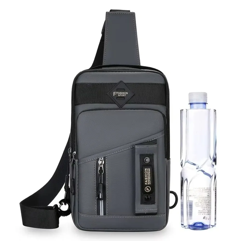 

Casual Nylon Chest Bag Multiple Compartments Multi-Functional Crossbody Bag Water-Resistant Adjustable Strap Shoulder Bag Men