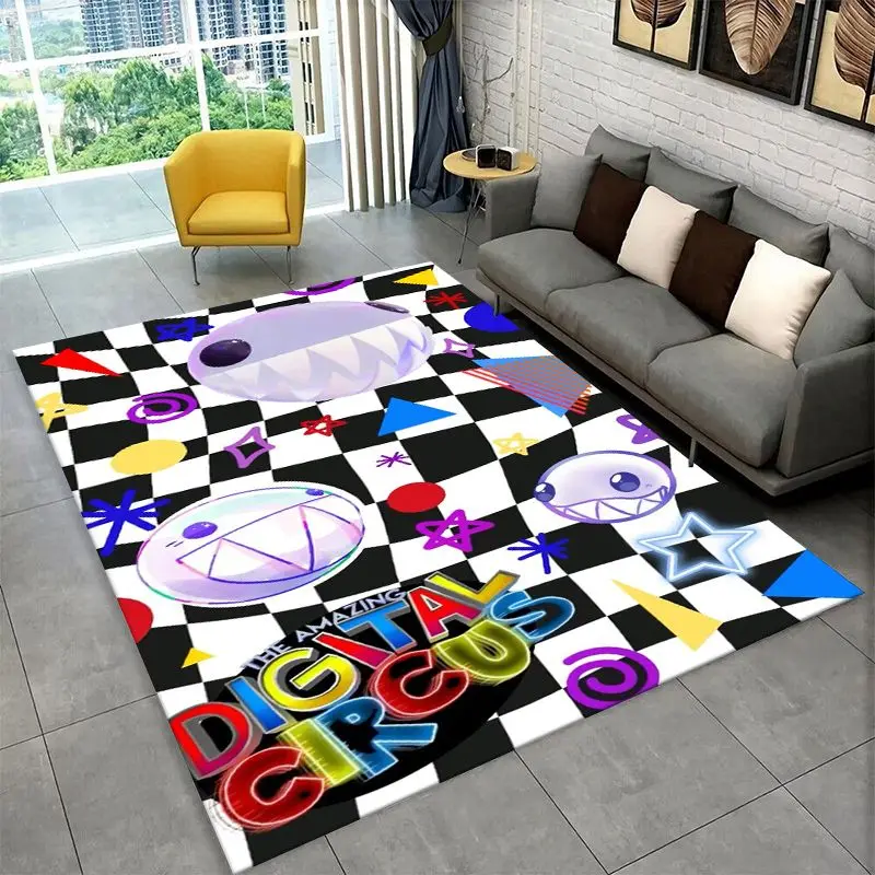 Cartoon Amizing Digtal Circus Pomni Non-Slip Area Rug for Living Room,Bedroom,Playroom,Carpet Floor Mat Home Decor Rug  Room