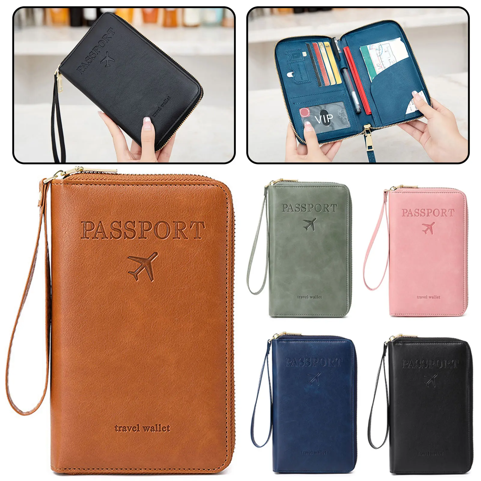 

Multi-Functional Travel Zipper Passport Holder,Large Capacity Air Ticket Storage,Id Bag,Documents Finances Protective Case
