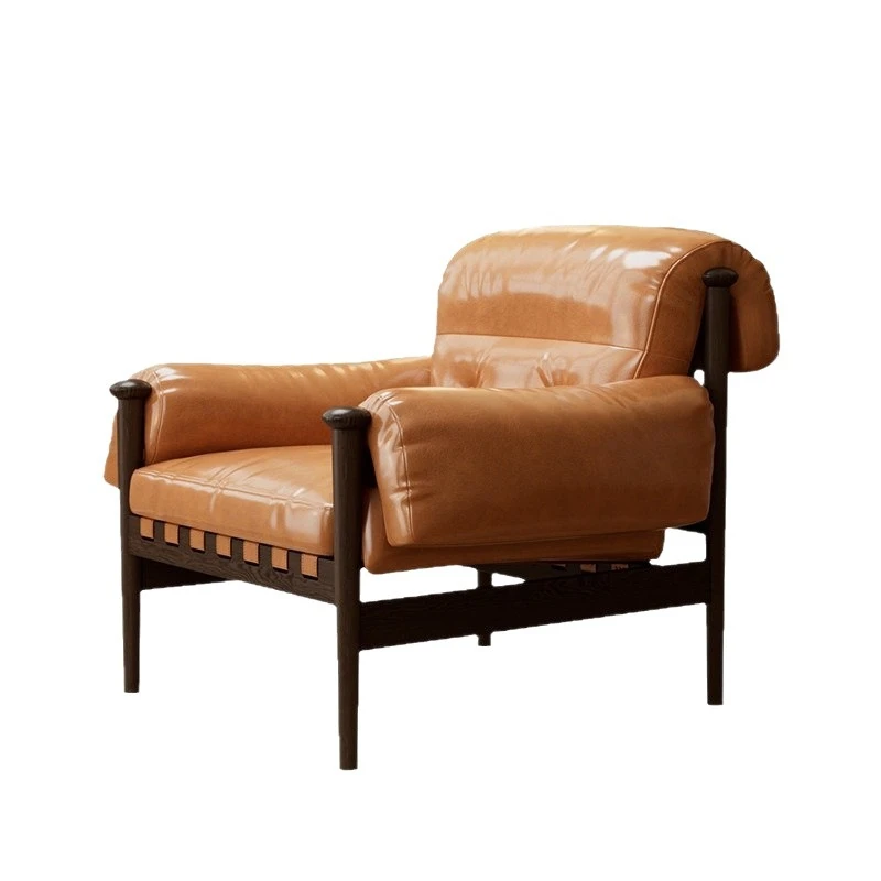 

Single sofa chair, living room, vintage oil wax leather sofa chair, casual lazy chair