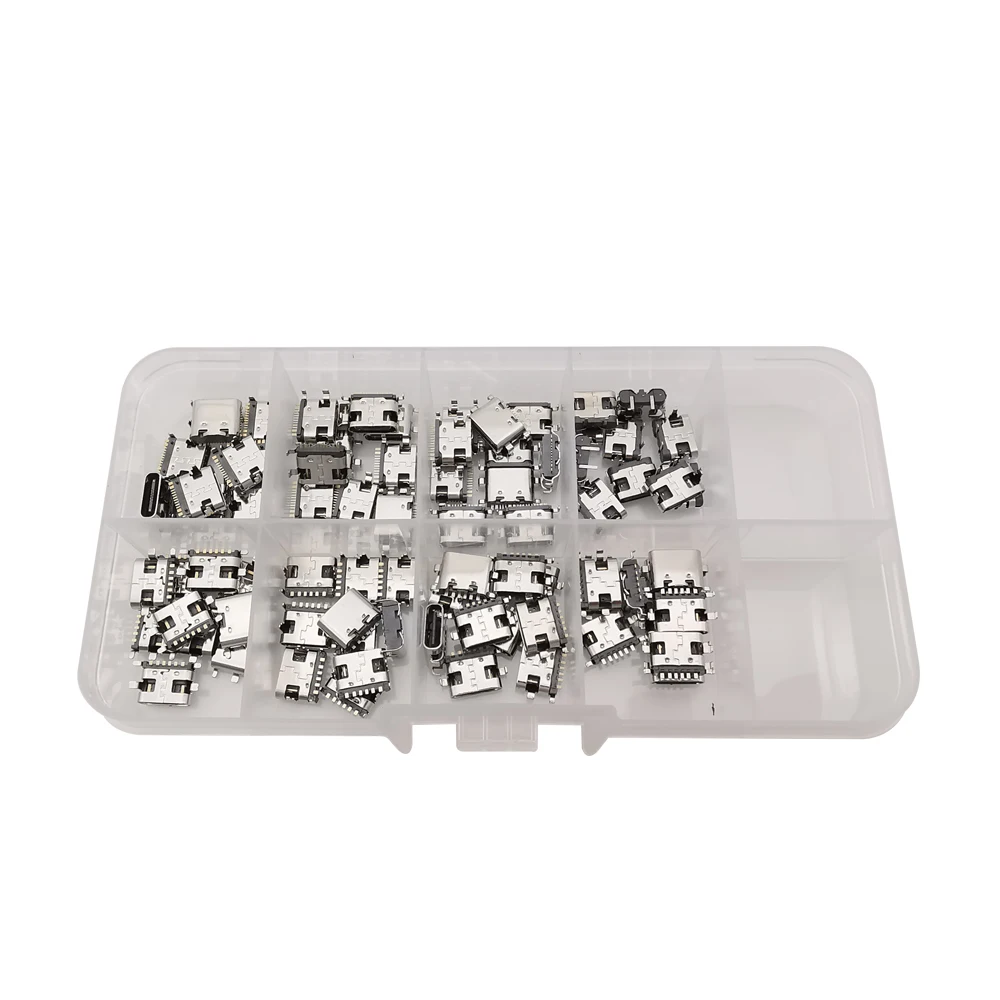 80Pcs/box USB 2/6/16 Pin Type C Jack Socket Soldering SMD PCB DIY Repair USB Type C Jack Connector For PCB Mobile Port