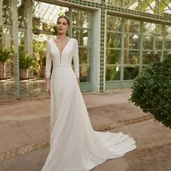 New Arriva Summer Beach Wedding Dresses Boho 2024 Bridal Gowns Lace V Neckline Bride Dress Back Out Wedding Gown 3/4 Sleeves