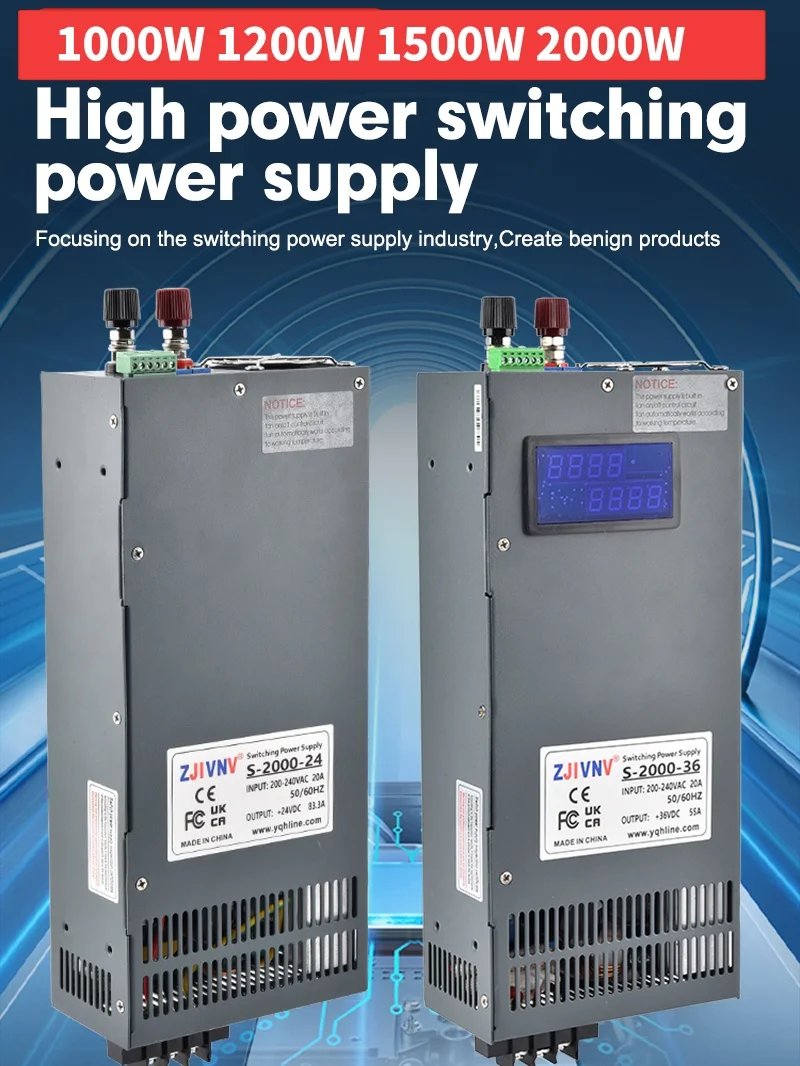 

1000W 1200W 1500W 2000W Switching Power Supply 0-12V 15V 24V 27V 36V 48V 60V 72V 110V 220v 300V adjustable CC CV psu smps