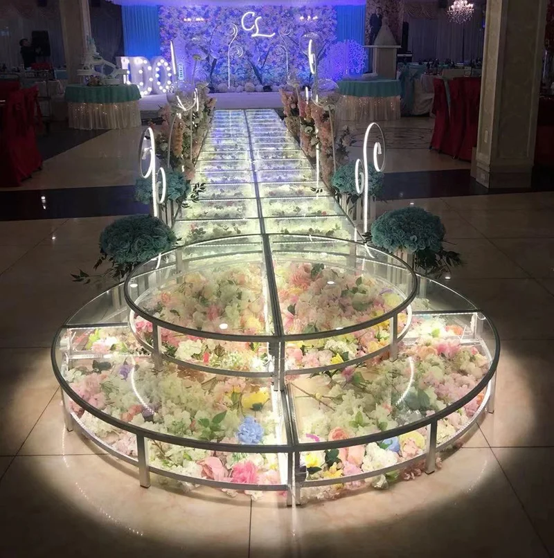 New Design Circular Glass Stage Wedding Party Event Stage Decoration