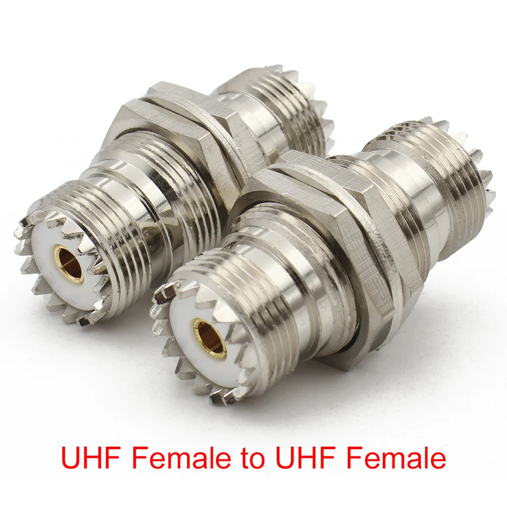 PL259 UHF to UHF Female Jack Straight 4-Hole Flange Panel Chassis Mount SO239 Female bulkhaed RF adapter connector Copper Brass