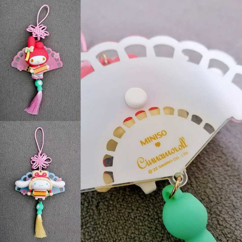 Miniso Sario Blessing Language Flower Fan Series Pendant Kuromi Mymelody Cinnamoroll Spring Festival New Year Gifts For Families