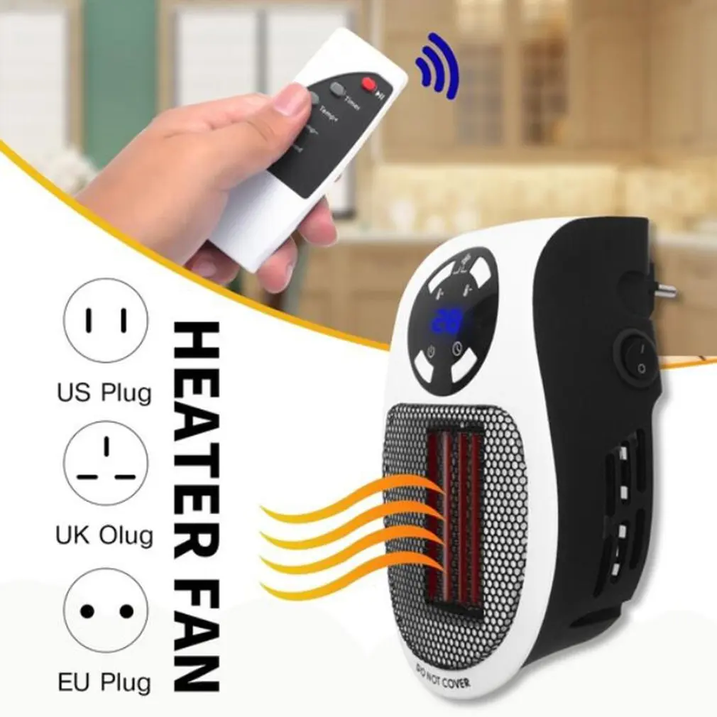 Portable Heater Electric Heater Plug In Wall Room Heater Home Appliance Heating Stove Mini Radiator Remote Warmer Machine