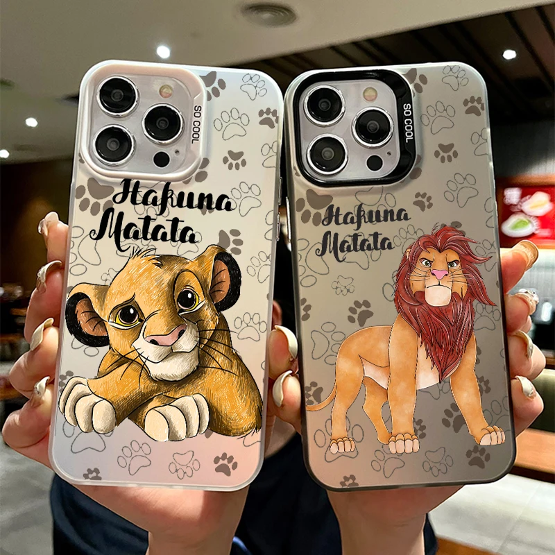 

The Lion King Hakuna Cartoon For Apple iPhone 15 14 13 12 11 XS XR X Pro Max Plus Colorful Silver Cover Phone Case